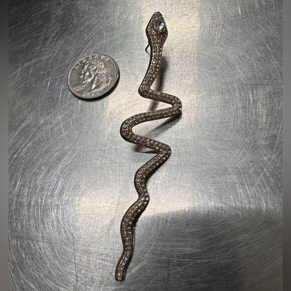 Earrings - Sparkling Serpent Statement, Dazzling & Bold - Picture 4 of 15